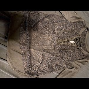 Black lace up dress shirt